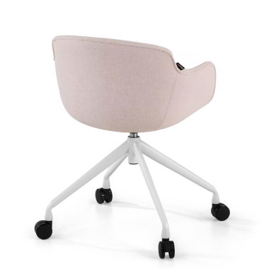 konferenzstuhl weiss beige drehbar mit rollen stoff gepolsterte armlehnen 5