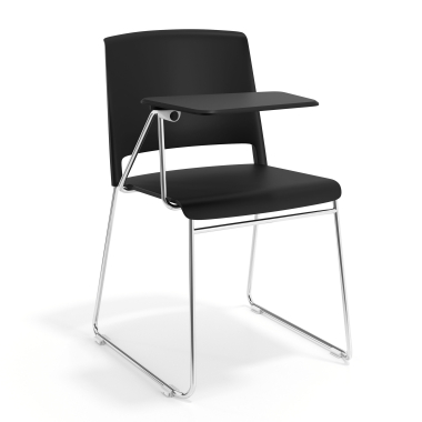 stuhl mit schreibplatte schwarz mit schreibblatt stoff ohne armlehnen 1