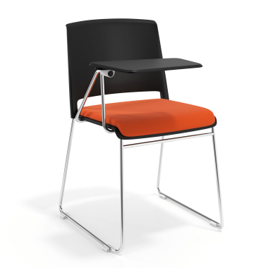 stuhl mit schreibplatte schwarz orange mit schreibplatte gepolstert stoff ohne armlehnen 1