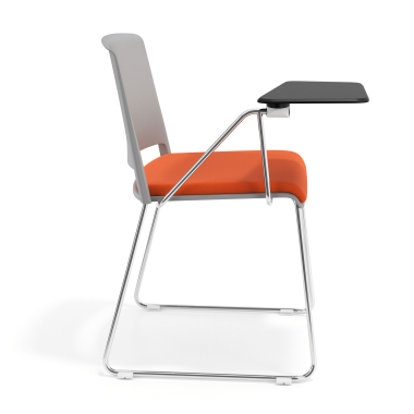 stuhl mit schreibplatte grau orange mit schreibplatte gepolstert stoff ohne armlehnen 3