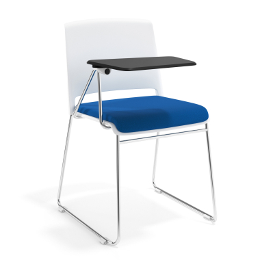 stuhl mit schreibplatte weiss blau mit schreibplatte gepolstert stoff ohne armlehnen 1