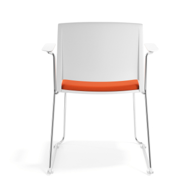 konferenzstuhl weiss orange mit armlehnen gepolstert stoff ohne armlehnen 4