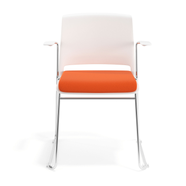 konferenzstuhl weiss orange mit armlehnen gepolstert stoff ohne armlehnen 6