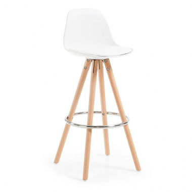 barhocker weiss hocker holzbeine kunstleder ohne armlehnen 1