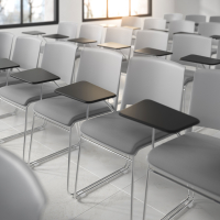 Seminarstuhl Hest, mit schreibplatte, gepolstert