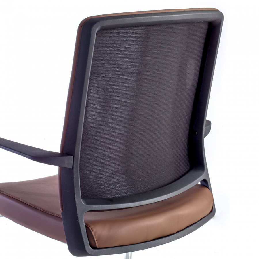 Freischwinger Stuhl Bali, ergonomische Rückenlehne, Kunstleder 210211 - (Outlet)