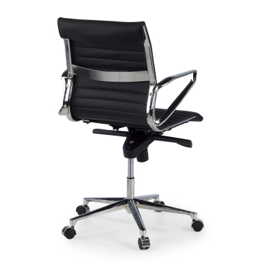 luxus burostuhl schwarz niedriger rucken naturleder naturleder feste armlehnen 5
