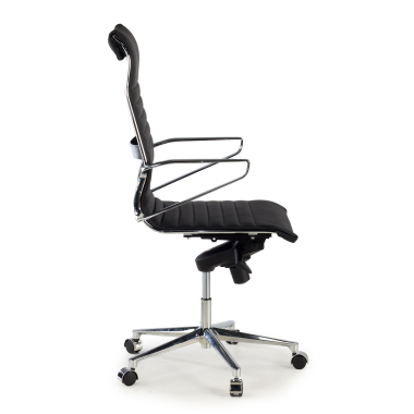 luxus burostuhl schwarz hoher rucken naturleder naturleder feste armlehnen 4