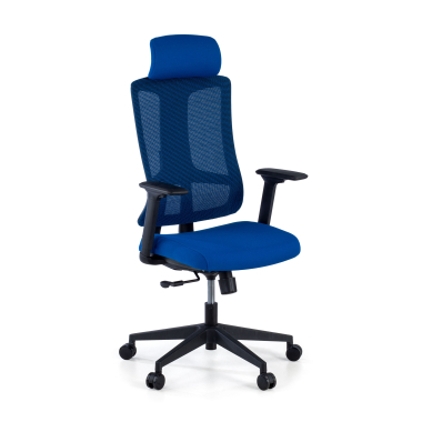 ergonomischer burostuhl blau schwarzes gestell netzstoff 3d verstellbare armlehnen lordosenstutze kopfstutze 1