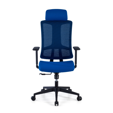 ergonomischer burostuhl blau schwarzes gestell netzstoff 3d verstellbare armlehnen lordosenstutze kopfstutze 3