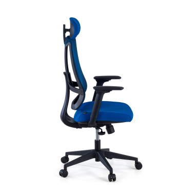 ergonomischer burostuhl blau schwarzes gestell netzstoff 3d verstellbare armlehnen lordosenstutze kopfstutze 4