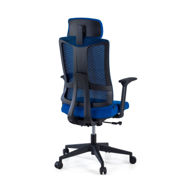 ergonomischer burostuhl blau schwarzes gestell netzstoff 3d verstellbare armlehnen lordosenstutze kopfstutze 5