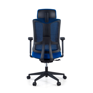 ergonomischer burostuhl blau schwarzes gestell netzstoff 3d verstellbare armlehnen lordosenstutze kopfstutze 6
