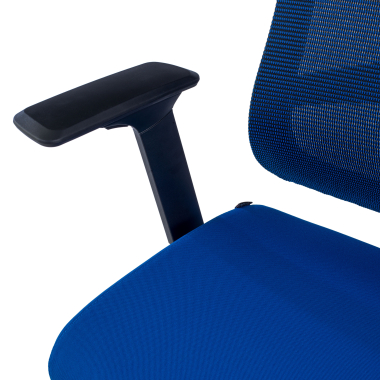 ergonomischer burostuhl blau schwarzes gestell netzstoff 3d verstellbare armlehnen lordosenstutze kopfstutze 8