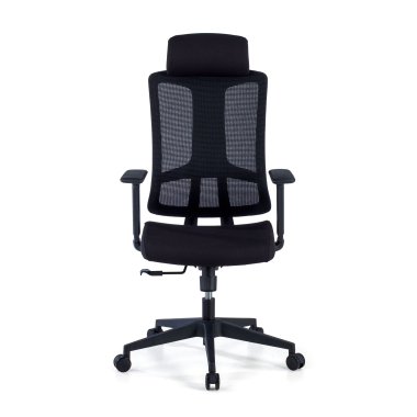 ergonomischer burostuhl schwarz schwarzes gestell netzstoff 3d verstellbare armlehnen lordosenstutze kopfstutze 3