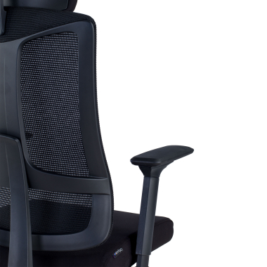 ergonomischer burostuhl schwarz schwarzes gestell netzstoff 3d verstellbare armlehnen lordosenstutze kopfstutze 9