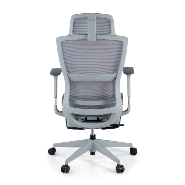 ergonomischer burostuhl grau mit fussstutze netzstoff 3d verstellbare armlehnen doppelte lordosenstutze kopfstutze ausziehbare fussstutze 7