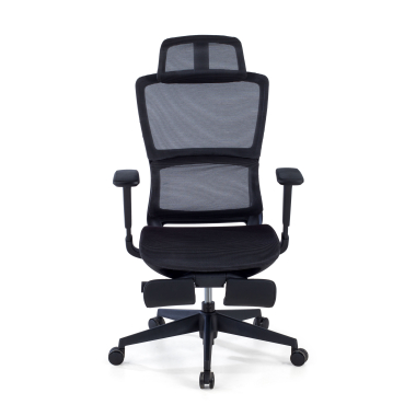ergonomischer burostuhl schwarz mit fussstutze netzstoff 3d verstellbare armlehnen doppelte lordosenstutze kopfstutze ausziehbare fussstutze 3