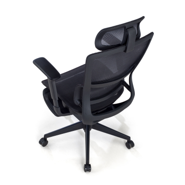 ergonomischer burostuhl schwarz mit fussstutze netzstoff 3d verstellbare armlehnen doppelte lordosenstutze kopfstutze ausziehbare fussstutze 9