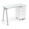 Bürotisch Strong mit Schubladen, Glasfläche