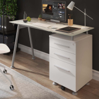 Bürotisch Strong mit Schubladen, Glasfläche