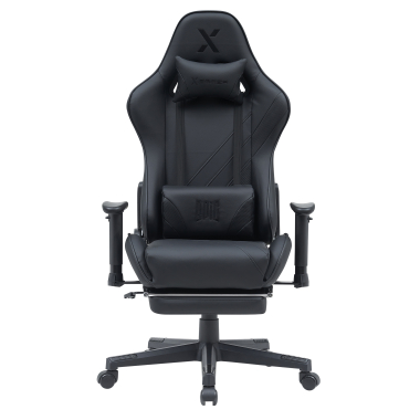 gaming stuhl schwarz epic kunstleder bewegliche armlehnen lumbal und nackenkissen kopfstutze ausziehbare fussstutze 3