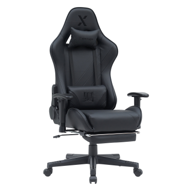 gaming stuhl schwarz epic kunstleder bewegliche armlehnen lumbal und nackenkissen kopfstutze ausziehbare fussstutze 1