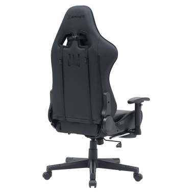 gaming stuhl schwarz epic kunstleder bewegliche armlehnen lumbal und nackenkissen kopfstutze ausziehbare fussstutze 8
