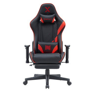 gaming stuhl rot epic kunstleder bewegliche armlehnen lumbal und nackenkissen kopfstutze ausziehbare fussstutze 3