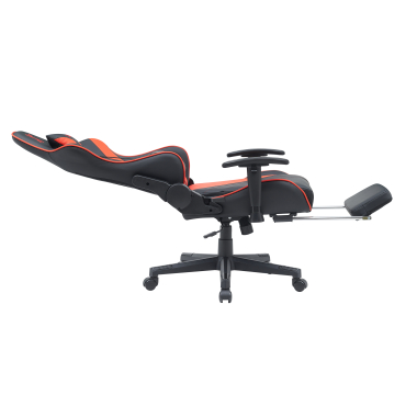 gaming stuhl rot epic kunstleder bewegliche armlehnen lumbal und nackenkissen kopfstutze ausziehbare fussstutze 4