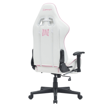gaming stuhl weiss rosa epic kunstleder bewegliche armlehnen lumbal und nackenkissen kopfstutze ausziehbare fussstutze 8