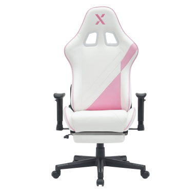 gaming stuhl weiss rosa epic kunstleder bewegliche armlehnen lumbal und nackenkissen kopfstutze ausziehbare fussstutze 10