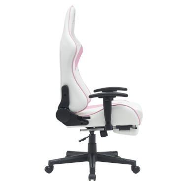 gaming stuhl weiss rosa epic kunstleder bewegliche armlehnen lumbal und nackenkissen kopfstutze ausziehbare fussstutze 12