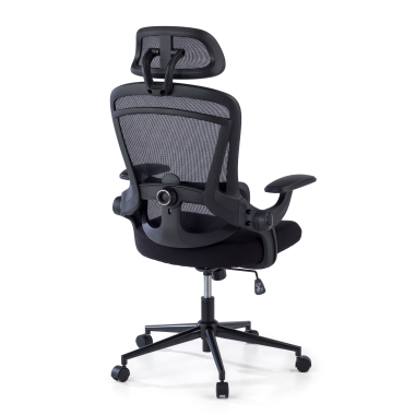 ergonomischer burostuhl schwarz optima netzstoff hochklappbare armlehnen doppelte lordosenstutze kopfstutze 7