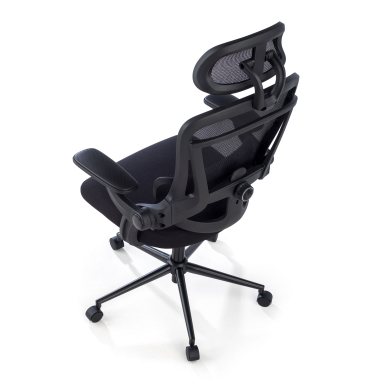 ergonomischer burostuhl schwarz optima netzstoff hochklappbare armlehnen doppelte lordosenstutze kopfstutze 9