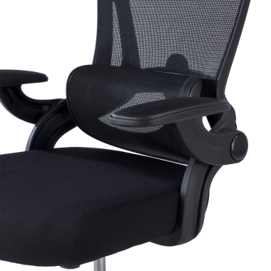 ergonomischer burostuhl schwarz optima netzstoff hochklappbare armlehnen doppelte lordosenstutze kopfstutze 6