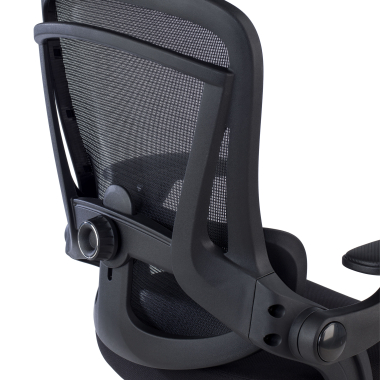 ergonomischer burostuhl schwarz optima netzstoff hochklappbare armlehnen doppelte lordosenstutze kopfstutze 5