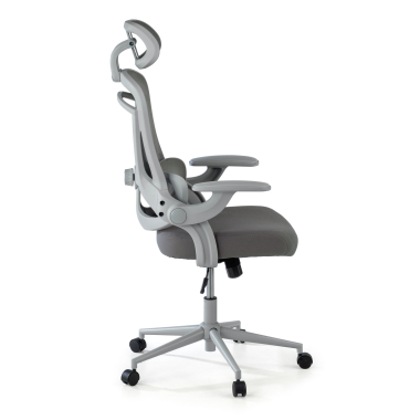 ergonomischer burostuhl weiss grau optima netzstoff hochklappbare armlehnen doppelte lordosenstutze kopfstutze 4