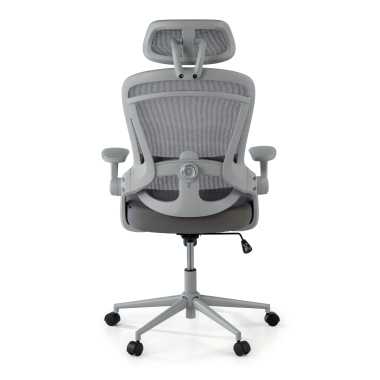 ergonomischer burostuhl weiss grau optima netzstoff hochklappbare armlehnen doppelte lordosenstutze kopfstutze 8