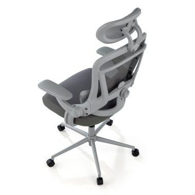 ergonomischer burostuhl weiss grau optima netzstoff hochklappbare armlehnen doppelte lordosenstutze kopfstutze 9