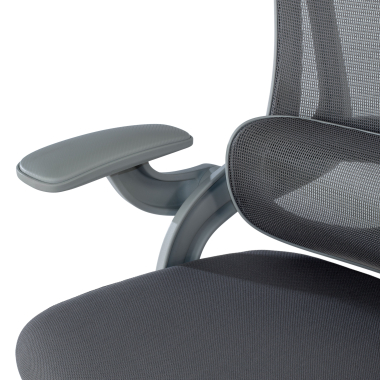 ergonomischer burostuhl weiss grau optima netzstoff hochklappbare armlehnen doppelte lordosenstutze kopfstutze 6