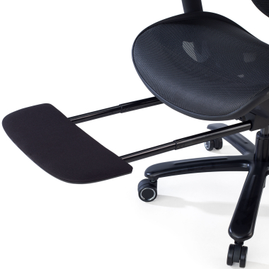 ergonomischer burostuhl schwarz schwarze struktur netzstoff 3d verstellbare armlehnen kopfstutze ausziehbare fussstutze 8