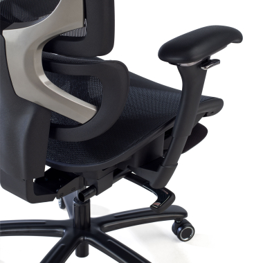 ergonomischer burostuhl schwarz schwarze struktur netzstoff 3d verstellbare armlehnen kopfstutze ausziehbare fussstutze 6