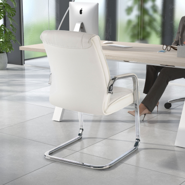 outlet burostuhl weiss atlanta naturleder feste armlehnen 2