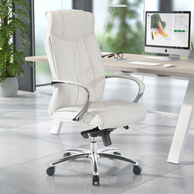 outlet burostuhl weiss atlanta naturleder feste armlehnen 2